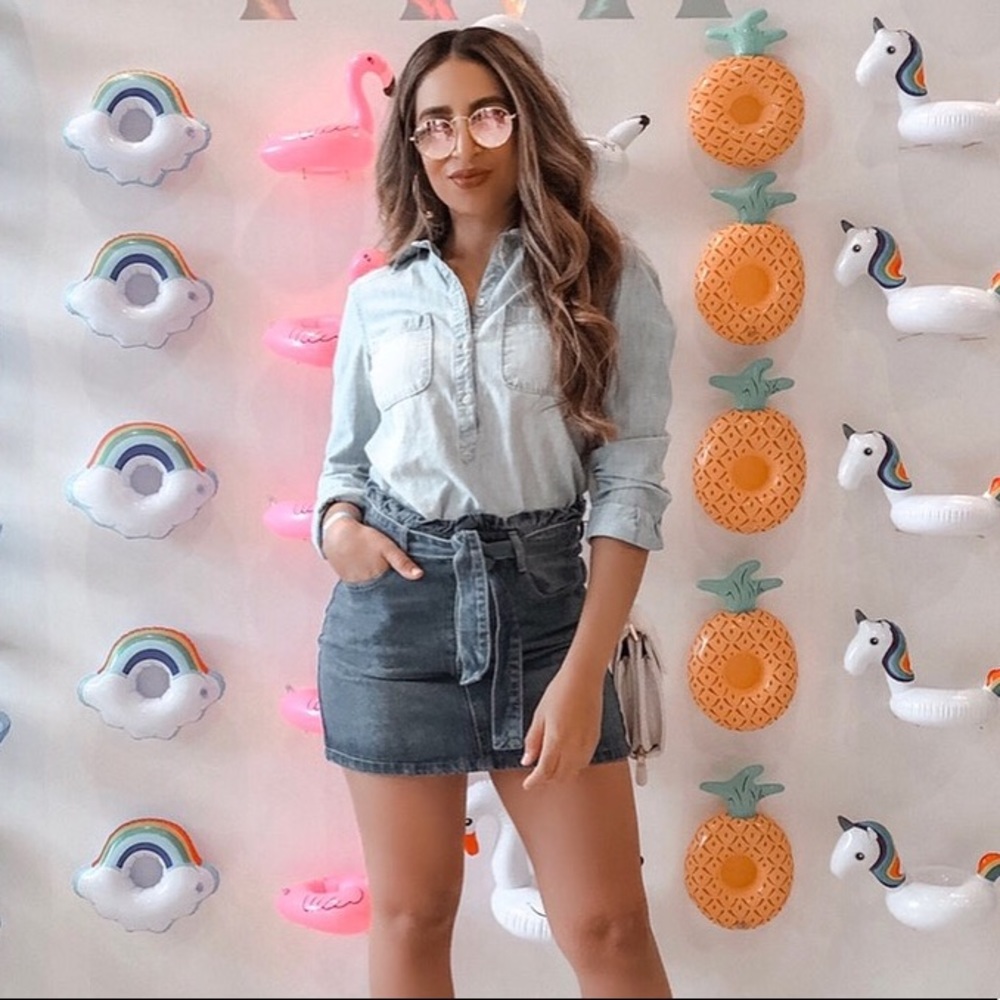 Denim button up skirt